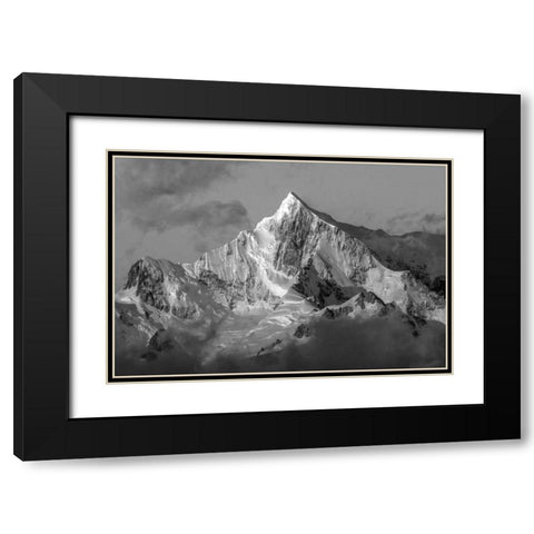 Antarctica, Snow-capped mountain peak at sunrise Black Modern Wood Framed Art Print with Double Matting by Young, Bill