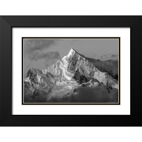 Antarctica, Snow-capped mountain peak at sunrise Black Modern Wood Framed Art Print with Double Matting by Young, Bill