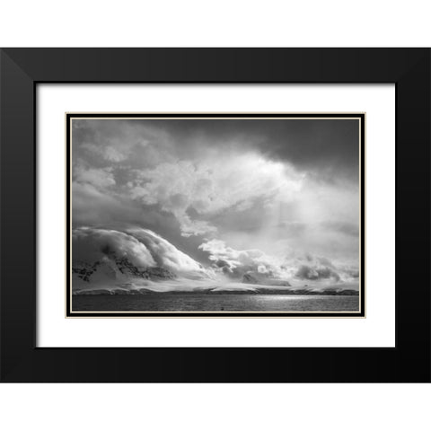 Antarctica, Stormy snow clouds over peninsula Black Modern Wood Framed Art Print with Double Matting by Young, Bill