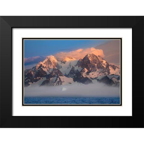 Antarctica-South Georgia Island-Coopers Bay Iceberg and mountains at sunrise  Black Modern Wood Framed Art Print with Double Matting by Jaynes Gallery