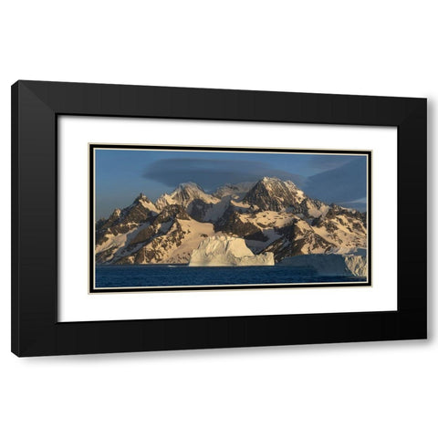 Antarctica-South Georgia Island-Coopers Bay Icebergs and mountains at sunrise  Black Modern Wood Framed Art Print with Double Matting by Jaynes Gallery