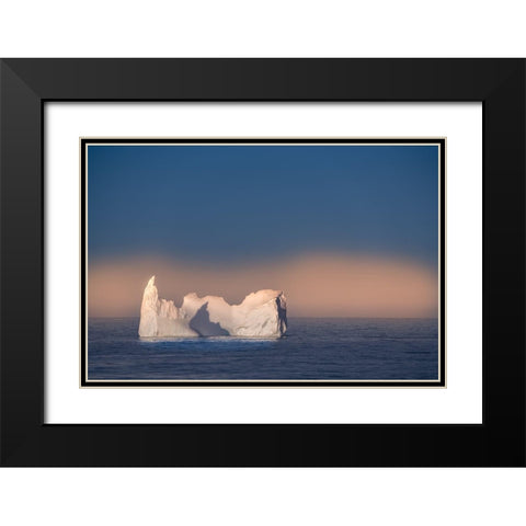 Antarctica-South Georgia Island Lone iceberg and sunset  Black Modern Wood Framed Art Print with Double Matting by Jaynes Gallery