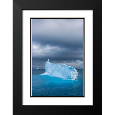 Antarctica-South Georgia Island Lone iceberg and stormy sunset  Black Modern Wood Framed Art Print with Double Matting by Jaynes Gallery