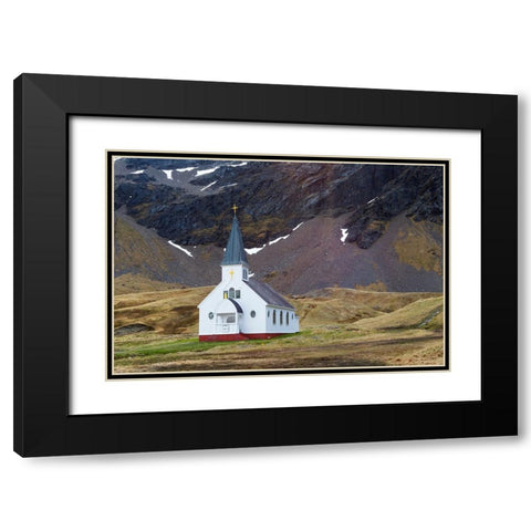 Southern Ocean-South Georgia-King Edward Cove-Grytviken-Grytviken whaling station-Church Black Modern Wood Framed Art Print with Double Matting by Goff, Ellen B.