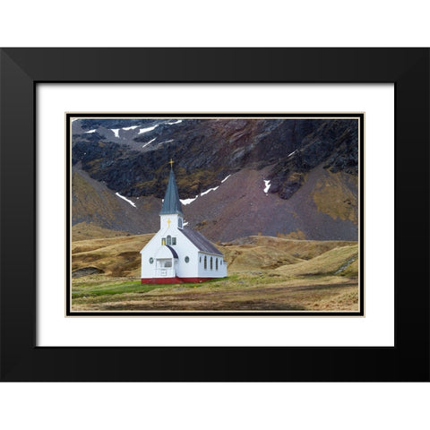 Southern Ocean-South Georgia-King Edward Cove-Grytviken-Grytviken whaling station-Church Black Modern Wood Framed Art Print with Double Matting by Goff, Ellen B.