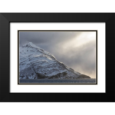 Southern Ocean-South Georgia-Salisbury Plain-Snowy peaks surround Salisbury Plain Black Modern Wood Framed Art Print with Double Matting by Goff, Ellen B.