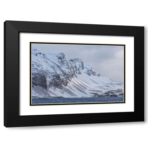 Southern Ocean-South Georgia-Salisbury Plain-Snowy peaks surround Salisbury Plain Black Modern Wood Framed Art Print with Double Matting by Goff, Ellen B.