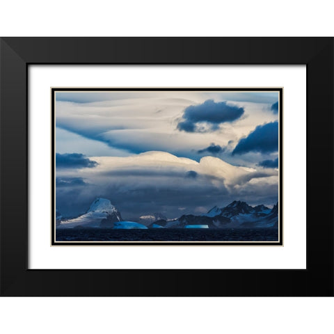 Landscape of iceberg and island in the South Atlantic Ocean-Antarctica Black Modern Wood Framed Art Print with Double Matting by Su, Keren