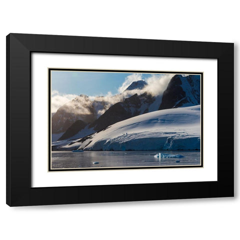 Landscape of snow covered island in South Atlantic Ocean-Antarctica Black Modern Wood Framed Art Print with Double Matting by Su, Keren