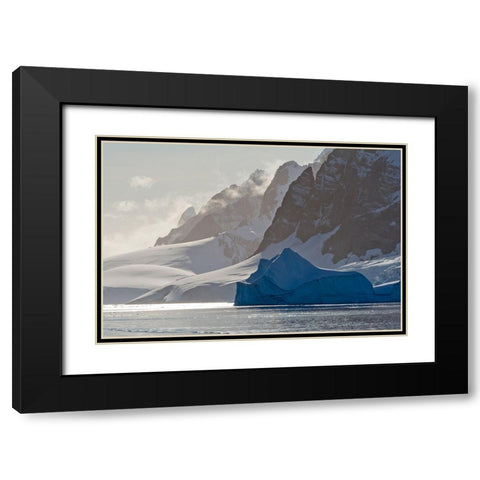 Landscape of snow covered island with iceberg in South Atlantic Ocean-Antarctica Black Modern Wood Framed Art Print with Double Matting by Su, Keren