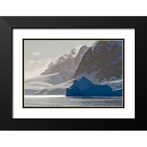 Landscape of snow covered island with iceberg in South Atlantic Ocean-Antarctica Black Modern Wood Framed Art Print with Double Matting by Su, Keren
