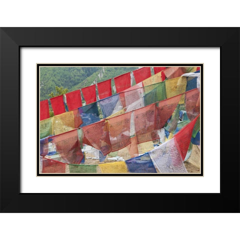 Asia, Bhutan, Thimphu Colorful prayer flags Black Modern Wood Framed Art Print with Double Matting by Kirkland, Dennis