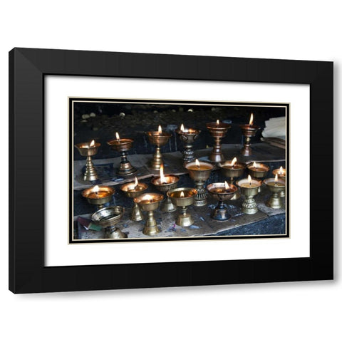 Bhutan, Dochu La Yak butter candles Black Modern Wood Framed Art Print with Double Matting by Kirkland, Dennis