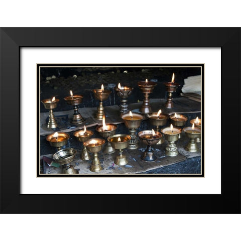 Bhutan, Dochu La Yak butter candles Black Modern Wood Framed Art Print with Double Matting by Kirkland, Dennis