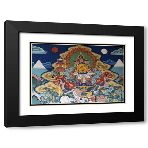 Bhutan, Punakha Murals in Punakha Dzong temple Black Modern Wood Framed Art Print with Double Matting by Kirkland, Dennis