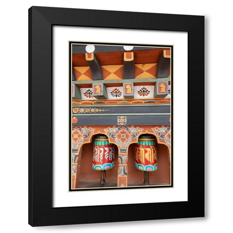 Bhutan Colorful prayer wheels Black Modern Wood Framed Art Print with Double Matting by Hopkins, Cindy Miller