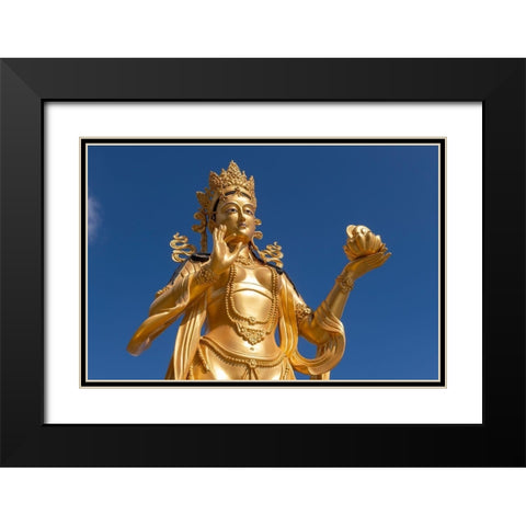 Bhutan-Thimphu Kuensel Phodrang-aka Buddha Point-Golden Bodhisattva statue Black Modern Wood Framed Art Print with Double Matting by Hopkins, Cindy Miller