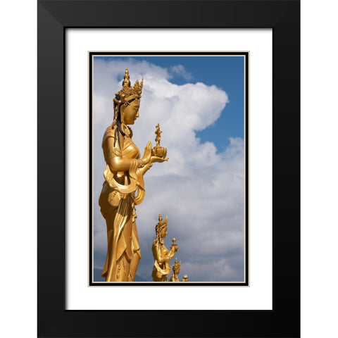 Bhutan-Thimphu Kuensel Phodrang-aka Buddha Point-Golden Bodhisattva statues Black Modern Wood Framed Art Print with Double Matting by Hopkins, Cindy Miller