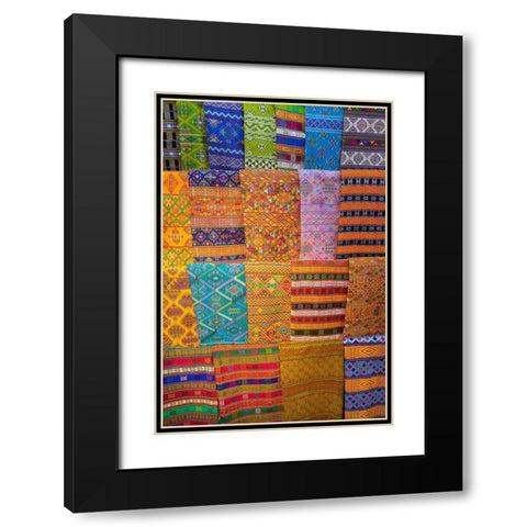 Bhutan-Thimphu Traditional colorful and ornate hand woven textiles Black Modern Wood Framed Art Print with Double Matting by Hopkins, Cindy Miller