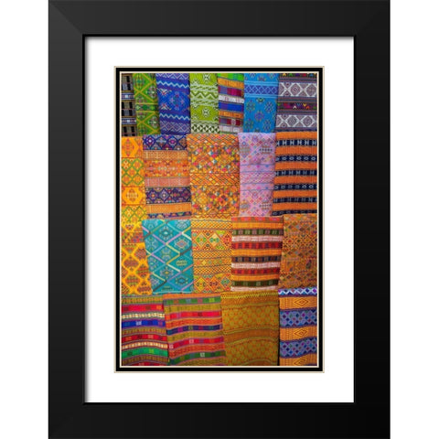 Bhutan-Thimphu Traditional colorful and ornate hand woven textiles Black Modern Wood Framed Art Print with Double Matting by Hopkins, Cindy Miller