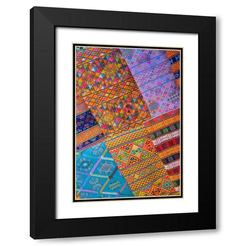 Bhutan-Thimphu Traditional colorful and ornate hand woven textiles Black Modern Wood Framed Art Print with Double Matting by Hopkins, Cindy Miller