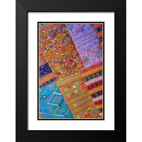 Bhutan-Thimphu Traditional colorful and ornate hand woven textiles Black Modern Wood Framed Art Print with Double Matting by Hopkins, Cindy Miller