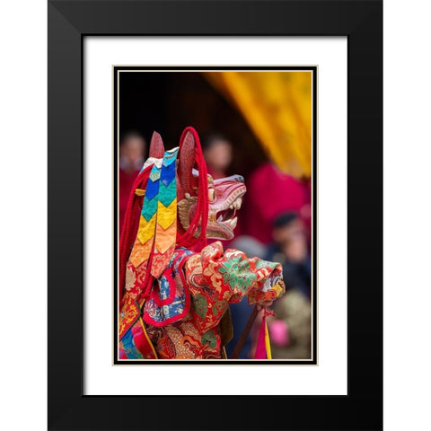 Bhutan-Punakha Dzong Punakha Drubchen Festival-masked dancers Black Modern Wood Framed Art Print with Double Matting by Hopkins, Cindy Miller