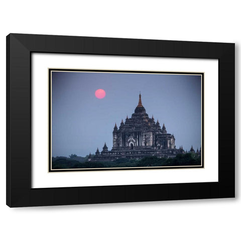 Myanmar, Bagan Sunset on Thatbyinnyu Temple Black Modern Wood Framed Art Print with Double Matting by Zuckerman, Jim