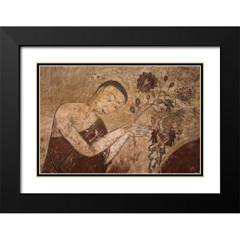 Myanmar, Bagan Artwork in a Buddhist temple Black Modern Wood Framed Art Print with Double Matting by Zuckerman, Jim