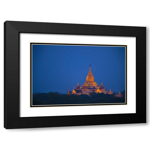 Myanmar, Bagan Twilight on Ananda Temple Black Modern Wood Framed Art Print with Double Matting by Zuckerman, Jim