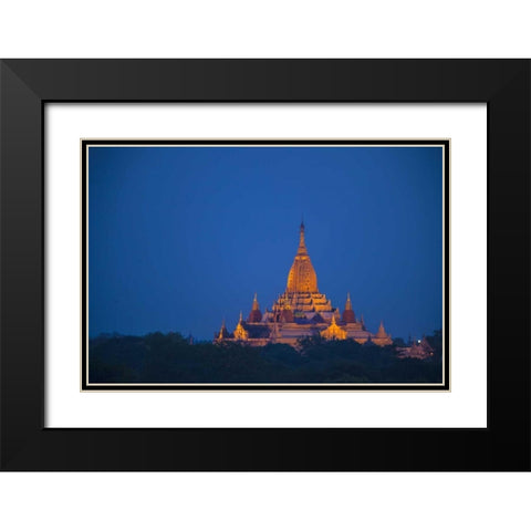 Myanmar, Bagan Twilight on Ananda Temple Black Modern Wood Framed Art Print with Double Matting by Zuckerman, Jim
