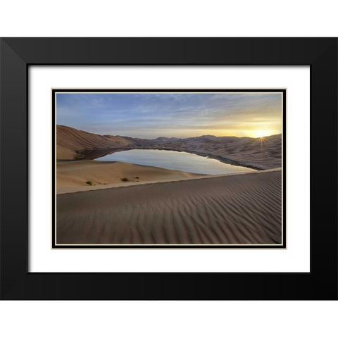China Sunrise over the Badain Jaran Desert Black Modern Wood Framed Art Print with Double Matting by Anon, Ellen