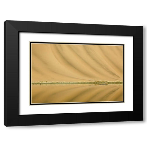 China, Badain Jaran Desert Dune patterns Black Modern Wood Framed Art Print with Double Matting by Anon, Ellen