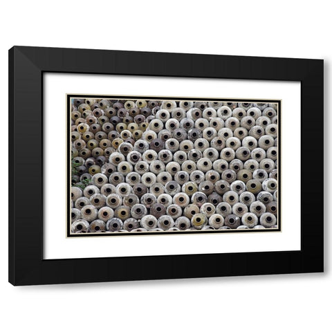 Big pile of wine jars in a winery-Zhejiang Province-China Black Modern Wood Framed Art Print with Double Matting by Su, Keren