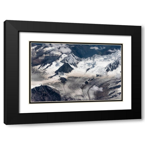 Aerial view of snow mountain and glacier on Tibetan Plateau-China Black Modern Wood Framed Art Print with Double Matting by Su, Keren