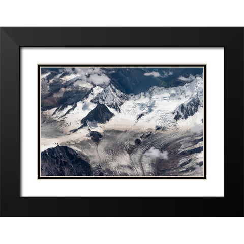 Aerial view of snow mountain and glacier on Tibetan Plateau-China Black Modern Wood Framed Art Print with Double Matting by Su, Keren