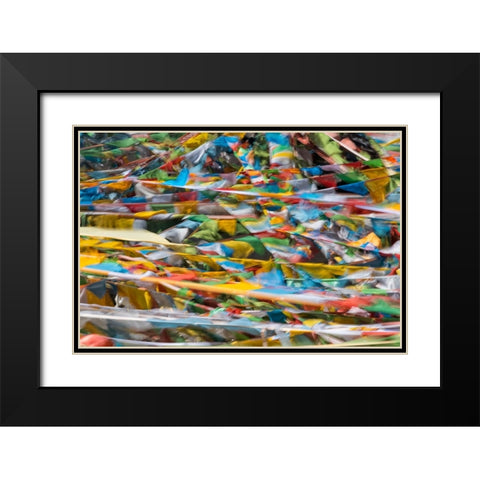 Prayer flags on Tibetan Plateau-Namtso-Lake Nam-Tibet-China Black Modern Wood Framed Art Print with Double Matting by Su, Keren