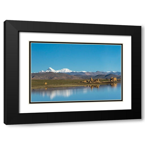 Ruins by a lake-Tibetan Plateau-Dhaulagiri-Shigatse Prefecture-Tibet-China Black Modern Wood Framed Art Print with Double Matting by Su, Keren