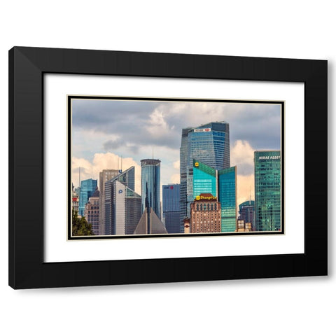 High rises in Pudong-Shanghai-China Black Modern Wood Framed Art Print with Double Matting by Su, Keren