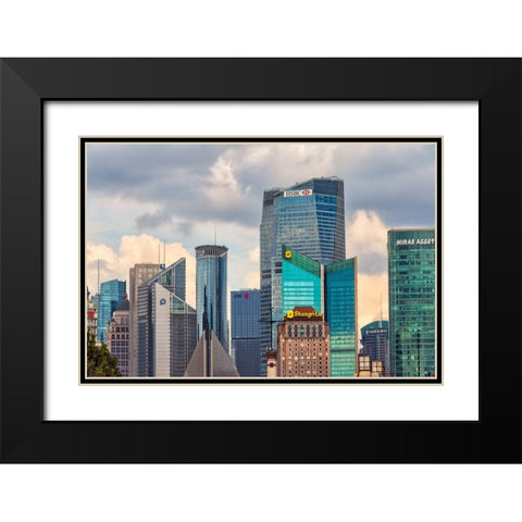 High rises in Pudong-Shanghai-China Black Modern Wood Framed Art Print with Double Matting by Su, Keren