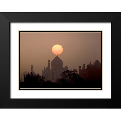 India, Uttar Pradesh, Agra Sunset over Taj Mahal Black Modern Wood Framed Art Print with Double Matting by Zuckerman, Jim