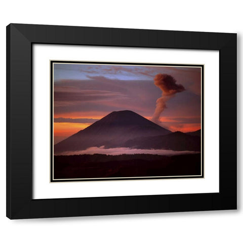 Indonesia Mt Semeru emits a plume of smoke Black Modern Wood Framed Art Print with Double Matting by Zuckerman, Jim