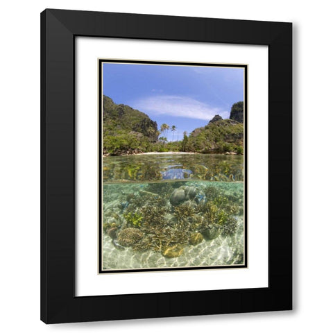 Indonesia, Misool Island Split view of an island Black Modern Wood Framed Art Print with Double Matting by Shimlock, Jones