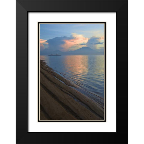 Indonesia, Bali Sanur Beach with Mt Gunung Agung Black Modern Wood Framed Art Print with Double Matting by Shimlock, Jones