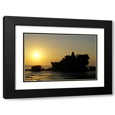 Indonesia,Tabanan Tanah Lot temple at sunset Black Modern Wood Framed Art Print with Double Matting by Shimlock, Jones