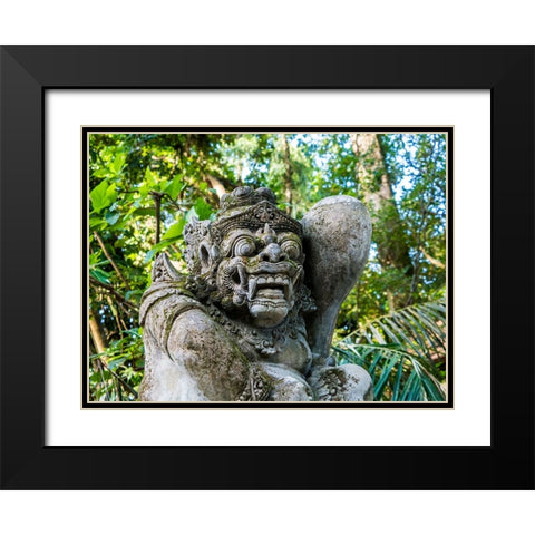 Indonesia-Bali-Ubud-Statue in Pura Tirta Empul temple Black Modern Wood Framed Art Print with Double Matting by Eggers, Terry