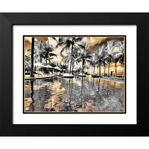 Bali-Ubud-Ponds and pools at hotel in Ubud Black Modern Wood Framed Art Print with Double Matting by Eggers, Terry