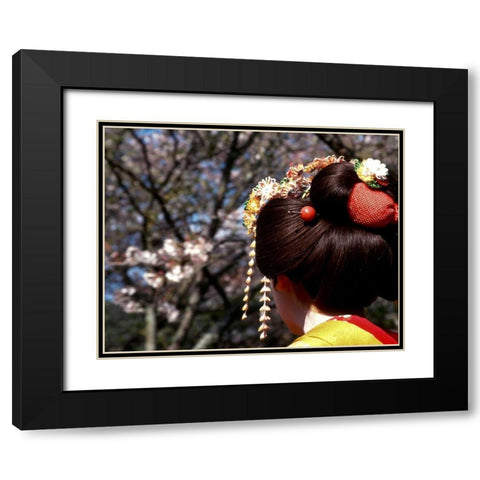 Japan, Kyoto Geishas head on Philosophers Path Black Modern Wood Framed Art Print with Double Matting by Ross, Nancy ,  Steve