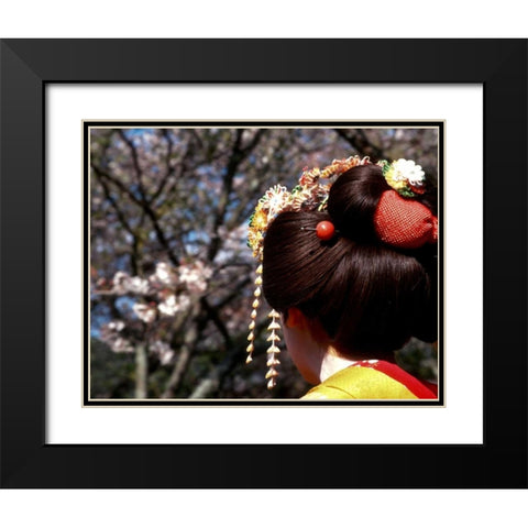 Japan, Kyoto Geishas head on Philosophers Path Black Modern Wood Framed Art Print with Double Matting by Ross, Nancy ,  Steve