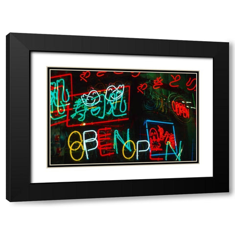 Japan, Osaka Neon signs for sale in the market Black Modern Wood Framed Art Print with Double Matting by Ross, Nancy ,  Steve